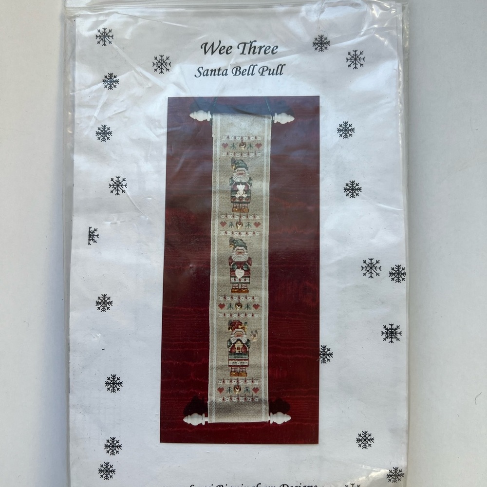Santa Bell Pull - Festive Red and White Cross Stitch